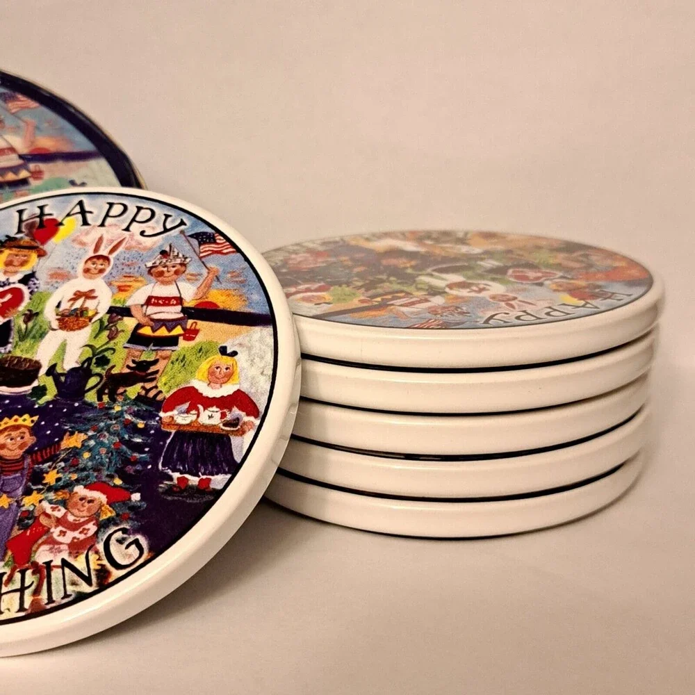 Melissa Mcleod Santa Barbara Ceramic Coasters Happy Everything Full Set of 6